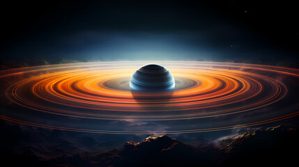 Wall Mural - Image of Saturn with many bright colors, concept of planetary rings