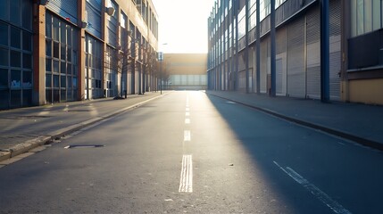 Empty road in an industrial area : Generative AI