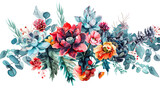 Fototapeta Kwiaty - Watercolor illustration of flowers isolated on white background.