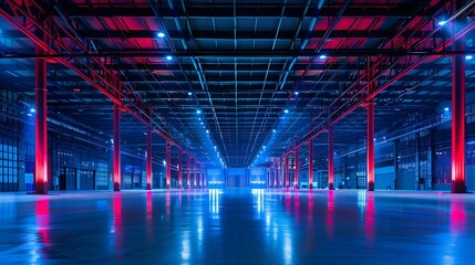 Poster - Empty space car park interior at night : Generative AI