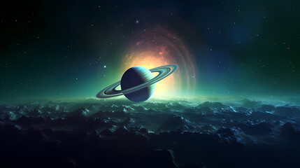 Wall Mural - Realistic surreal Saturn in space, concept of planetary rings