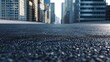 Empty urban asphalt road exterior with city buildings background. New modern highway concrete construction. Concept of way to success. Transportation logistic industry fast delivery. C : Generative AI