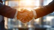 Business handshake Business handshake and business people concept Two men shaking hands over sunny office background Partnership Deal : Generative AI