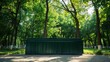 empty large green metal container for construction or other large-sized garbage against background of trees in park. Concept of environmental protection : Generative AI