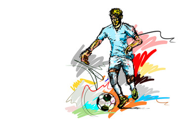  action football sport art and brush strokes style.