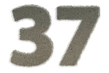The Shape Of The Number 37 Is Made Of Sand Isolated On Transparent Background. Suitable For Birthday, Anniversary And Memorial Day Templates