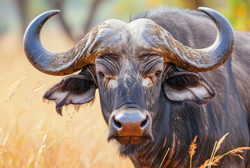 Wall Mural - African buffalo Syncerus caffer, standing in the savanna