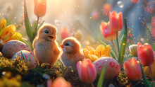 Spring Easter Birds Flower Art Free Stock Photo - Public Domain Pictures