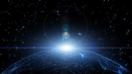 Wall Mural - artistic shiny rotating globe with binary numbers illustration.