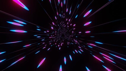 Wall Mural - 4k video of colorful pink and blue light trailing effect inside a rectangular tunnel. beautiful seam
