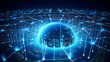 © ma - Artificial intelligence background, blockchain managed domain electronic devices network blue background