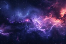 A Vibrant Space Scene Featuring An Array Of Stars Shining Against A Backdrop Of Colorful Clouds, Dazzling Nebulous Cloud Lights In A Mystic Space Galaxy, AI Generated