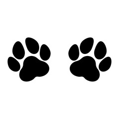 Wall Mural - Black paw silhouette design on white background with copy space