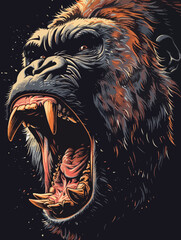 Poster - Gorilla Roaring Illustration