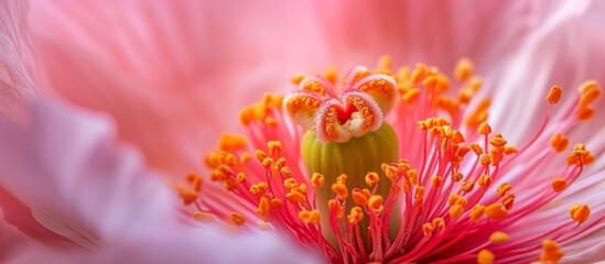 Poster - Vibrant close up of a beautiful pink flower in full bloom showcasing delicate petals and intricate details