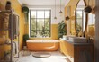 beautiful bright bathroom in loft style