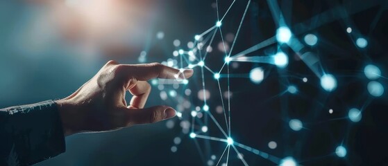 Aufkleber - Digital data network transformation by a businessman for next generation technologies on cyberspace, internet networks, digital software development, algorithms and metaverses.