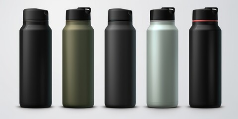 Canvas Print - Row of different colored water bottles, versatile for various projects