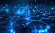 © wanda - Hexagon Abstract Technology Background in Dark and Blue Hues with Glowing. Colorful and Glowing Blue Effect