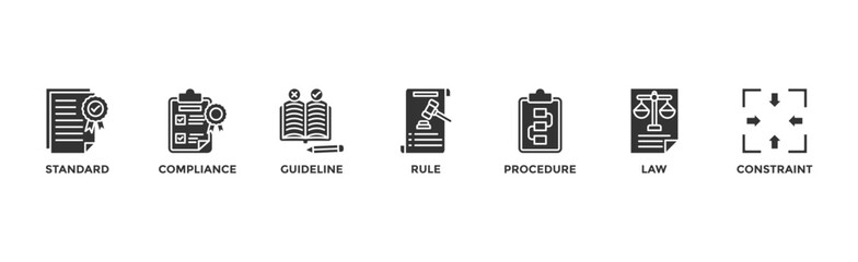 Regulation banner web icon vector illustration concept with icon of standard, compliance, guideline, rule, procedure, law and constraint