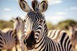 © Fotograf - Close-up of a zebra's face with other zebras in the background. Suitable for wildlife and nature concepts