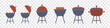 Barbecue line icon set. Kebab, picnic, grill, marinade, sauce, barbecue, steak, fire, skewer, meat, weekend, nature, grill, wings, ribs. Vector line icon for business and advertising