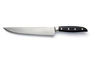 Kitchen knife stainless steel with black handle isolated on white background