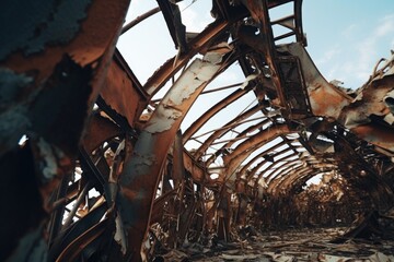 Canvas Print - Interior view of a burnt out building, suitable for urban decay concepts