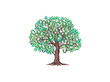 tree vector illustration, digital hand drawing image