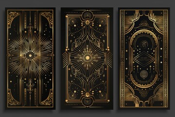 Leinwandbilder - Wedding invitation card . Classic antique cards for VIP invites, Gatsby invitation gold, Fancy party event, Save the Date and Thank you cards.  illustration.
