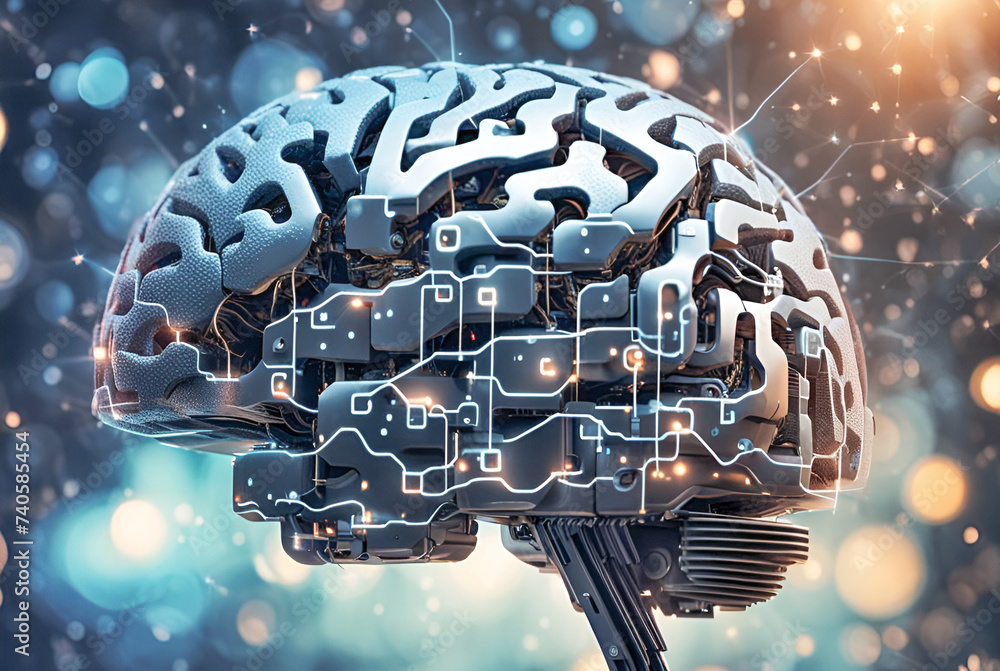 Human brain as a model of artificial intelligence Stock Illustration ...