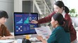 © mangpor2004 - Asian women discussing about business plan, Asia female team analyze business data at office
