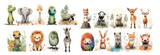 Fototapeta Pokój dzieciecy - Enchanting Collection of Watercolor Woodland Animals Surrounded