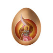 Angel. Easter egg in Byzantine style. Christian illustration on white background