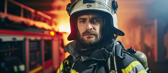 Sticker - Dedicated firefighter ready for emergency at the fire station