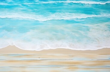  Soothing Turquoise Waves Flowing Over Wooden Canvas in Resin Art - Generative AI