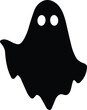 Ghost icon flat. Halloween concept, Cartoon Ghost, black ghost with eyes, spooky character, ghoul or spirit monsters silhouette with spooky faces. Horror holiday flying phantoms or nightmare
