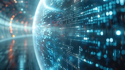Leinwandbilder - Cyber security and global communication concept. Analysis of information. Technology data binary code network conveying connectivity, Data and information protection protocol. Generative AI.
