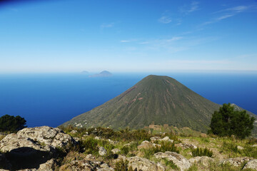 Wall Mural - The view of Monte De Perri, Salina Island, Sicily, Italy