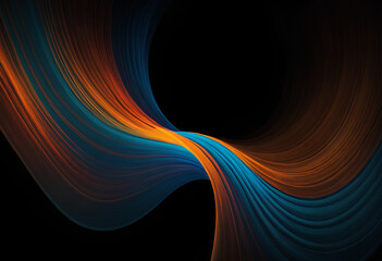 Wall Mural - Vibrant rainbow, orange, teal, white, grainy, gradient, color flow wave on black background, 
