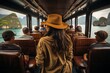 Travel summer vacation concept, Happy solo traveler woman with hat relax and sightseeing on Thai longtail boat