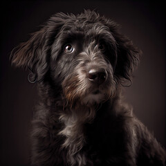 Sticker - Bordoodle Dog Portrait With Soulful Eyes in Studio Setting