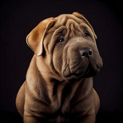 Wall Mural - Chinese Shar-Pei Dog Portrait in Artistic Studio Setting