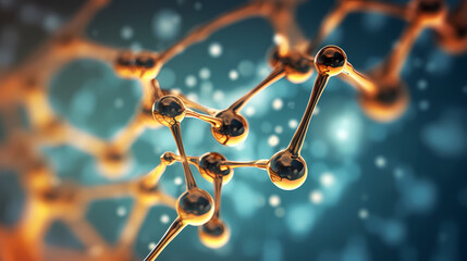 Wall Mural - Molecular structure on blue background