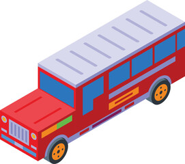 Wall Mural - Bus jeepney icon isometric vector. Automobile tourism. Public transport