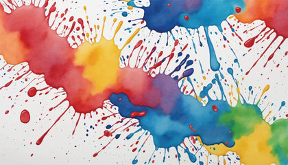 Wall Mural - Vector Watercolor paint splatter background. Rainbow watercolor splashes