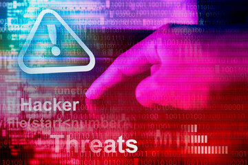 Wall Mural - Cyber threats and hacker attack alert , security awareness