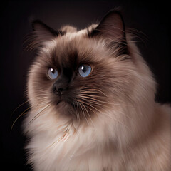 Sticker - Elegant Birman Cat Portrait with Striking Blue Eyes