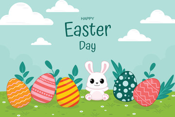 Wall Mural - Flat background design for easter celebration