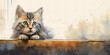 Inquisitive Kitten: A Curious Felines Banner Image for Whimsical Digital Art Lovers